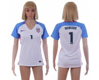 Women's USA #1 Howard Home Soccer Country Jersey