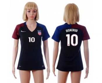 Women's USA #10 Diskerud Away Soccer Country Jersey