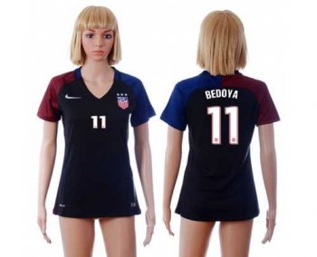 Women's USA #11 Bedoya Away Soccer Country Jersey