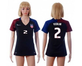 Women's USA #2 Yedlin Away Soccer Country Jersey