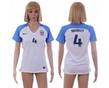 Women's USA #4 Bradley Home Soccer Country Jersey