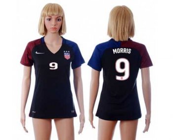 Women's USA #9 Morris Away Soccer Country Jersey