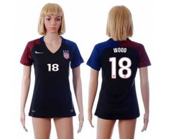 Women's USA #18 Wood Away Soccer Country Jersey