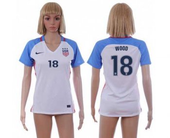 Women's USA #18 Wood Home Soccer Country Jersey