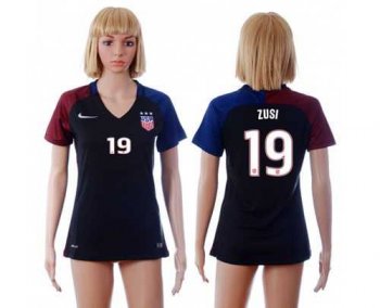 Women's USA #19 Zusi Away Soccer Country Jersey