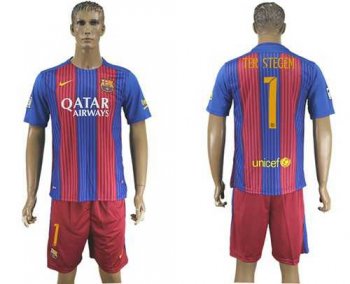 Barcelona #1 Ter Stegen Home Soccer Club Jersey