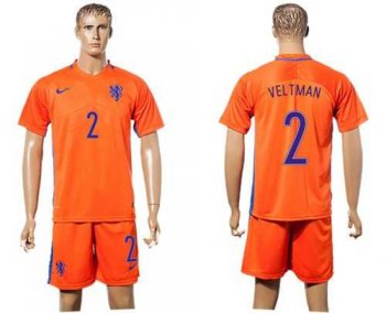 Holland #2 Veltman Home Soccer Country Jersey