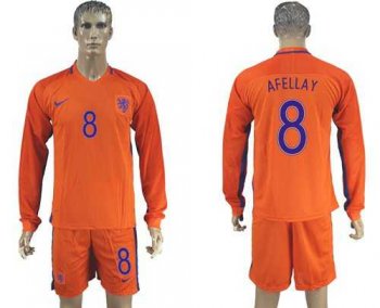 Holland #8 Afellay Home Long Sleeves Soccer Country Jersey