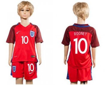 England #10 Rooney Away Kid Soccer Country Jersey