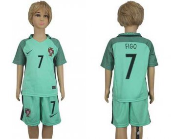 Portugal #7 Figo Away Kid Soccer Country Jersey