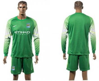 Manchester City Blank Green Goalkeeper Long Sleeves Soccer Club Jersey