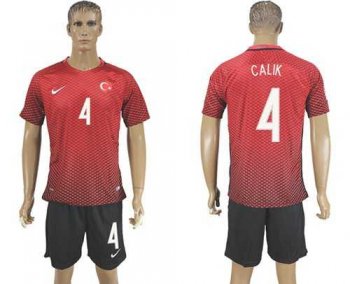 Turkey #4 Calik Home Soccer Country Jersey