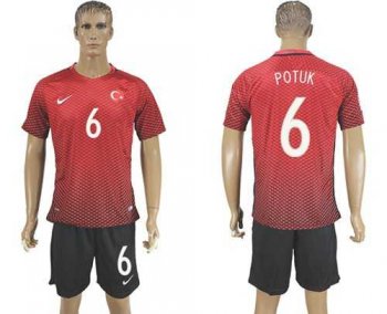 Turkey #6 Potuk Home Soccer Country Jersey