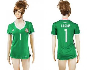 Women's Mexico #1 G.Ochoa Home Soccer Country Jersey