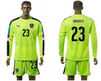 Austria #23 Soares Shiny Green Goalkeeper Long Sleeves Soccer Country Jersey