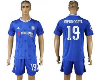 Chelsea #19 Diego Costa UEFA Champions League Home Soccer Club Jersey