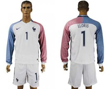 France #1 LLORIS Away Long Sleeves Soccer Country Jersey