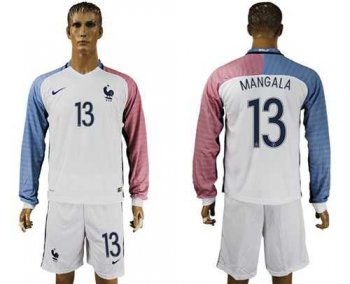 France #13 Mangala Away Long Sleeves Soccer Country Jersey