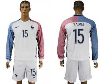 France #15 Sagna Away Long Sleeves Soccer Country Jersey