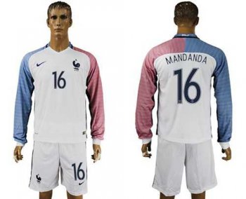 France #16 Mandanda Away Long Sleeves Soccer Country Jersey