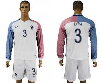 France #3 Evra Away Long Sleeves Soccer Country Jersey