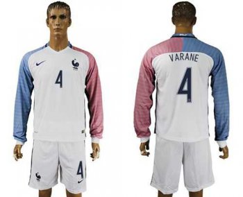 France #4 Varane Away Long Sleeves Soccer Country Jersey