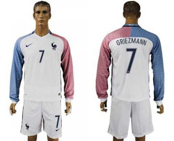 France #7 Griezmann Away Long Sleeves Soccer Country Jersey