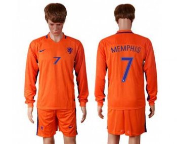 Holland #7 Memphis Home Long Sleeves Soccer Country Jersey