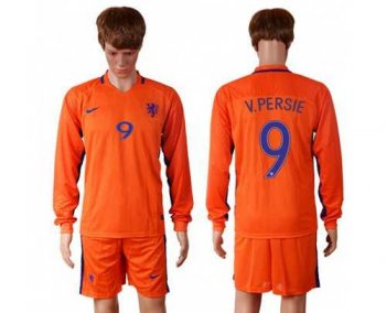 Holland #9 V.persie Home Long Sleeves Soccer Country Jersey