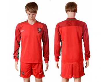 Portugal Blank Home Long Sleeves Soccer Country Jersey