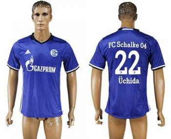 Schalke 04 #22 Uchida Blue Home Soccer Club Jersey