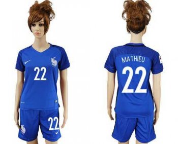 Women's France #22 Mathieu Home Soccer Country Jersey