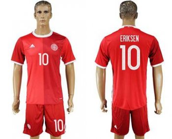 Danmark #10 Eriksen Red Home Soccer Country Jersey