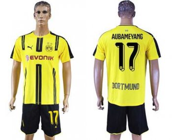 Dortmund #17 Aubameyang Home Soccer Club Jersey