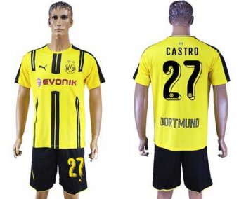 Dortmund #27 Castro Home Soccer Club Jersey