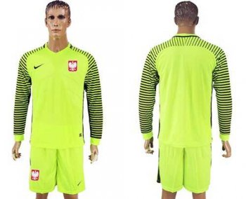 Poland Blank Green Long Sleeves Goalkeeper Soccer Country Jersey