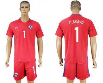 Chile #1 C.Bravo Home Soccer Country Jersey