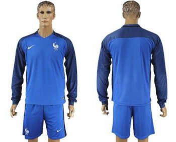 France Blank Home Long Sleeves Soccer Country Jersey