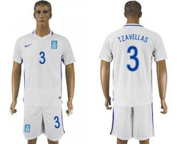 Greece #3 Tzavellas Home Soccer Country Jersey