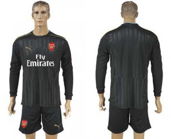 Arsenal Blank Black Long Sleeves Goalkeeper Soccer Club Jersey