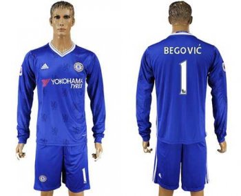 Chelsea #1 Begovic Home Long Sleeves Soccer Club Jersey