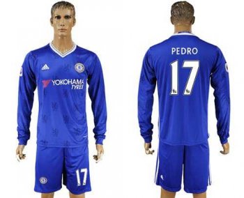 Chelsea #17 Pedro Home Long Sleeves Soccer Club Jersey