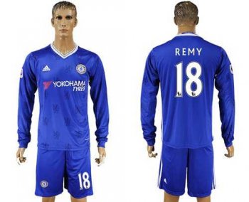 Chelsea #18 Remy Home Long Sleeves Soccer Club Jersey