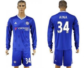 Chelsea #34 Aina Home Long Sleeves Soccer Club Jersey