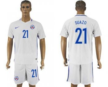 Chile #21 Suazo Away Soccer Country Jersey