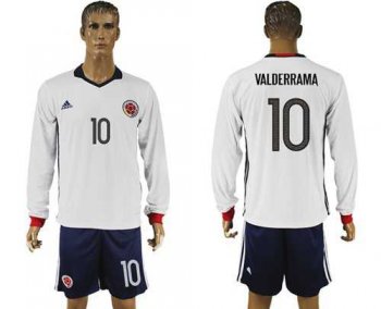 Colombia #10 Valderrama Away Long Sleeves Soccer Country Jersey