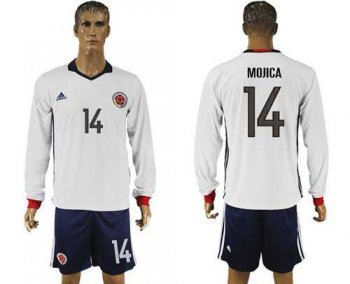 Colombia #14 Mojica Away Long Sleeves Soccer Country Jersey