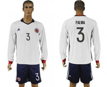 Colombia #3 Palma Away Long Sleeves Soccer Country Jersey