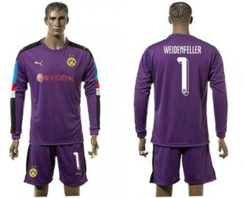 Dortmund #1 Weidenfeller Purple Long Sleeves Goalkeeper Soccer Club Jersey