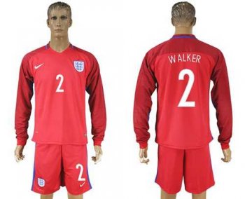 England #2 Walker Away Long Sleeves Soccer Country Jersey